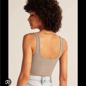 (3 for 50) Ribbed dark moss green bodysuit